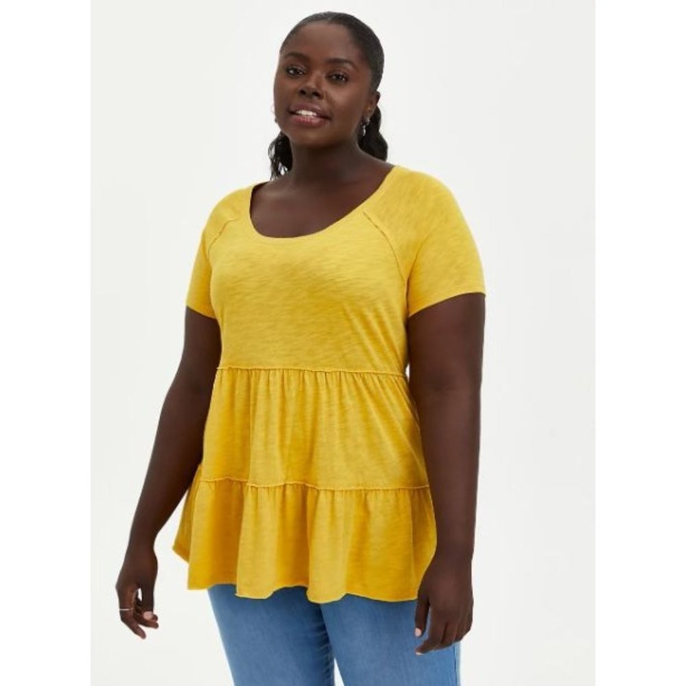 Torrid Womens 4X Mustard Yellow Babydoll Slub Scoo